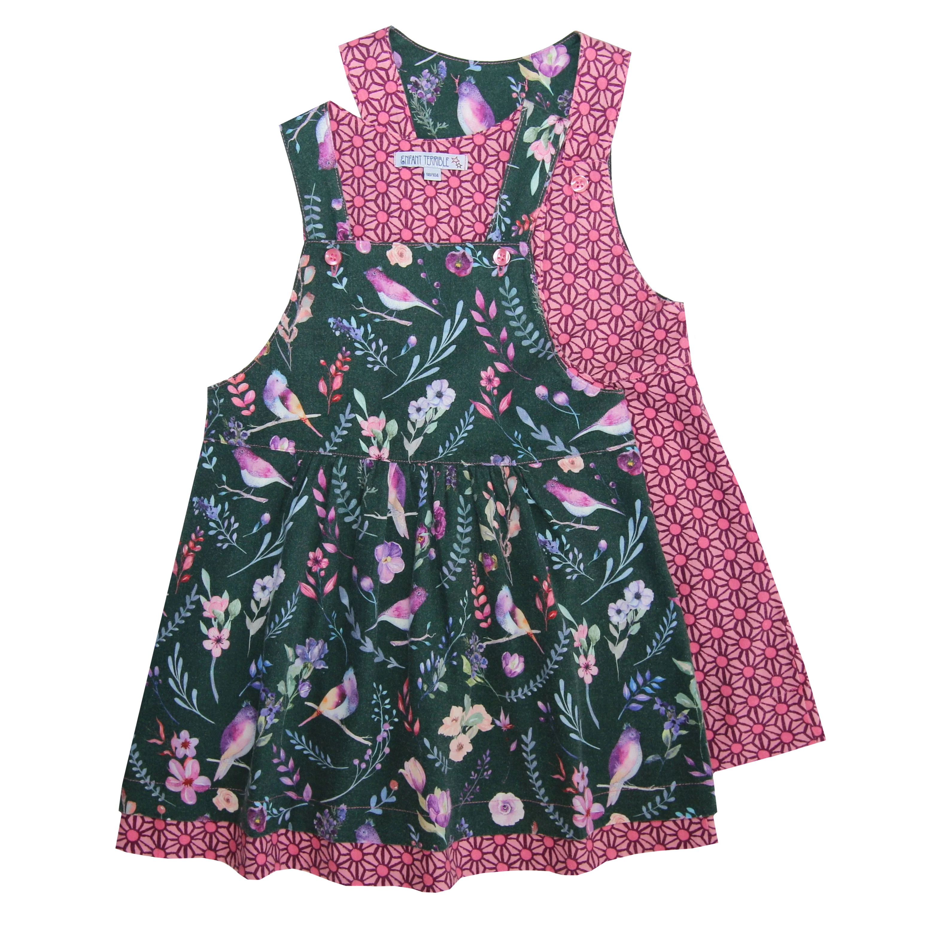 Wendekleid in grün mit Vögel von Enfant Terrible