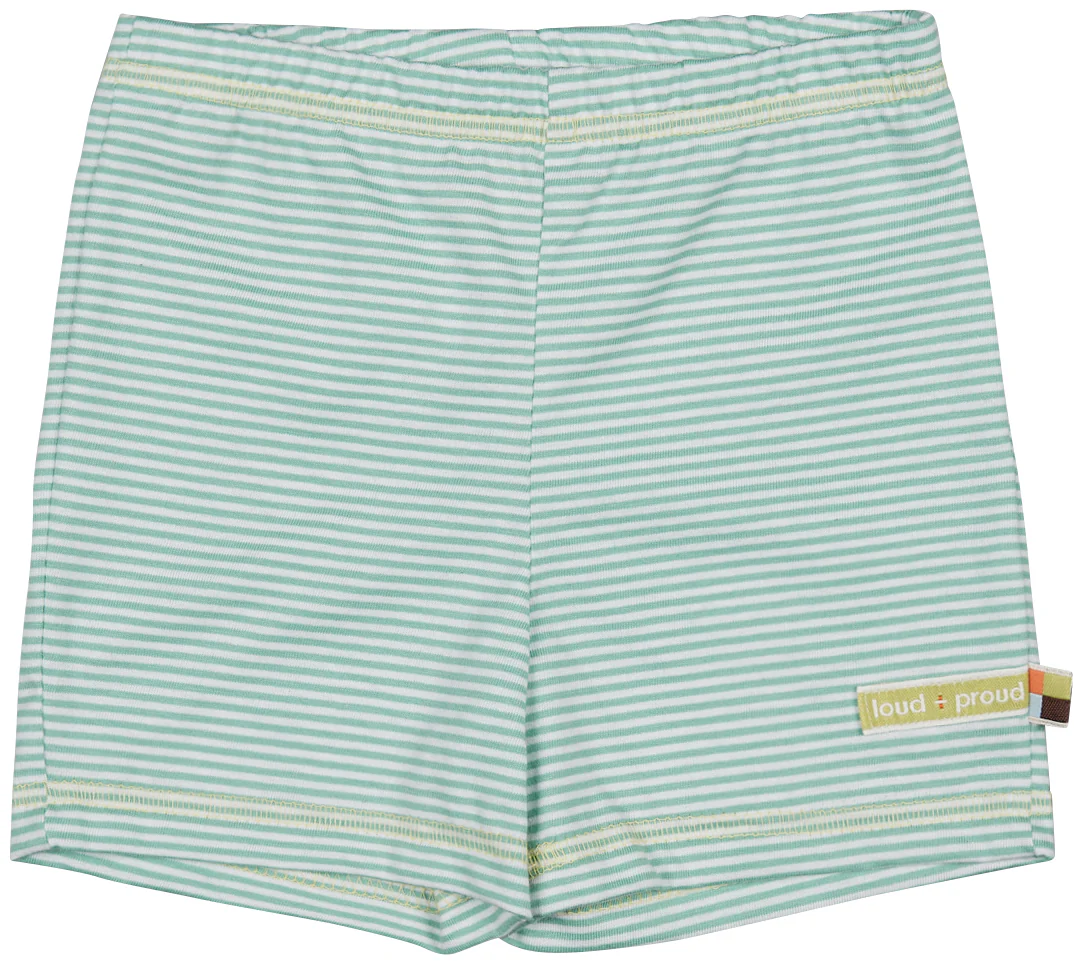 Grün gestreifte Sommershorts von Loud + Proud