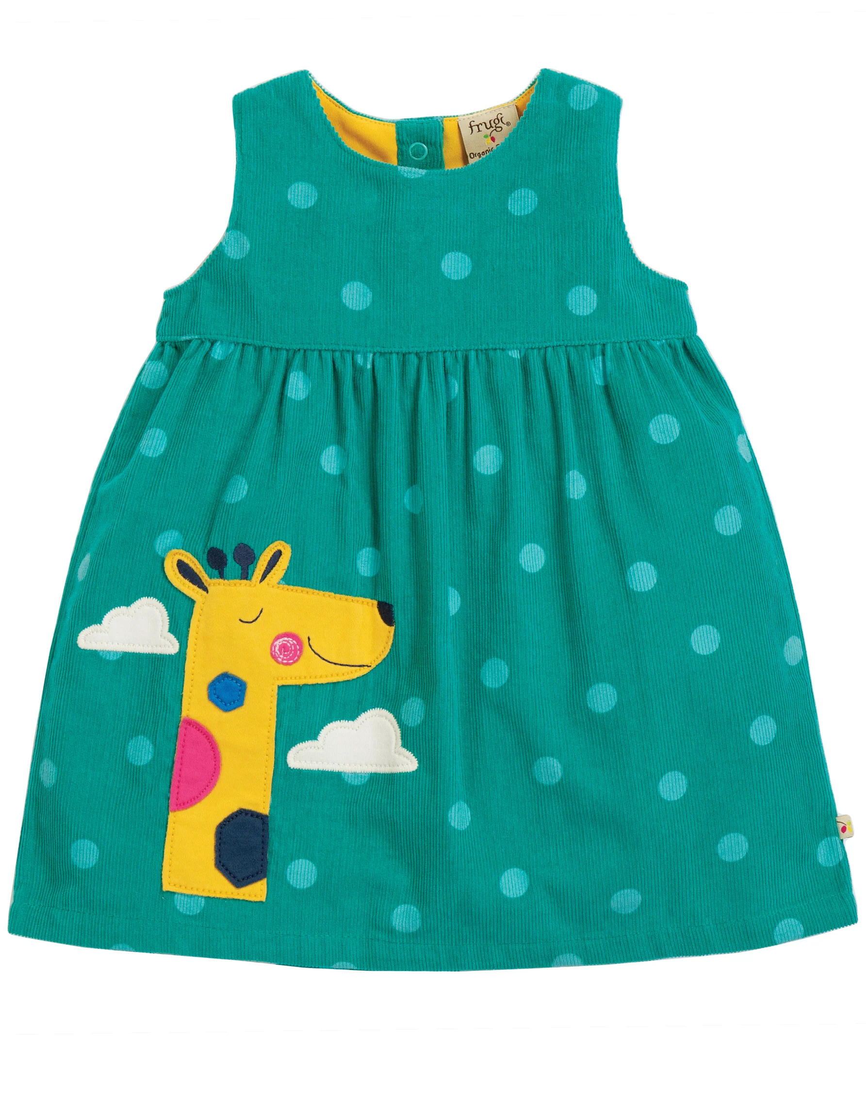 Kleid in türkis mit Giraffe appliziert von Frugi