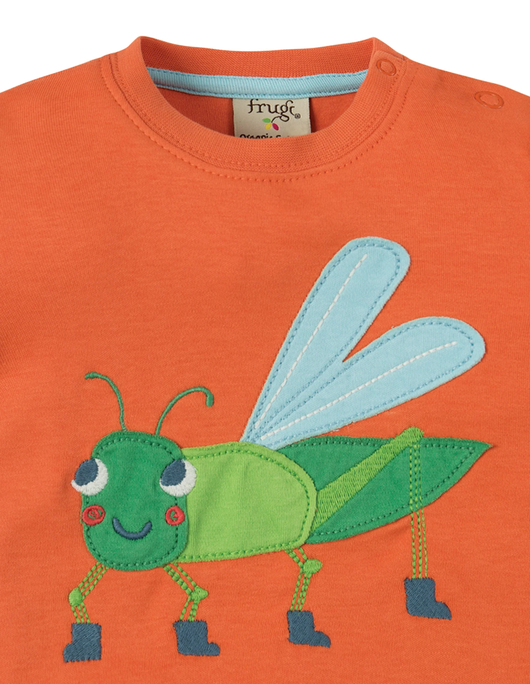 Kurzarm T-Shirt mit Grashüpfer Applikation ( 0-3, 6-12 Monate ) von Frugi - Image 2