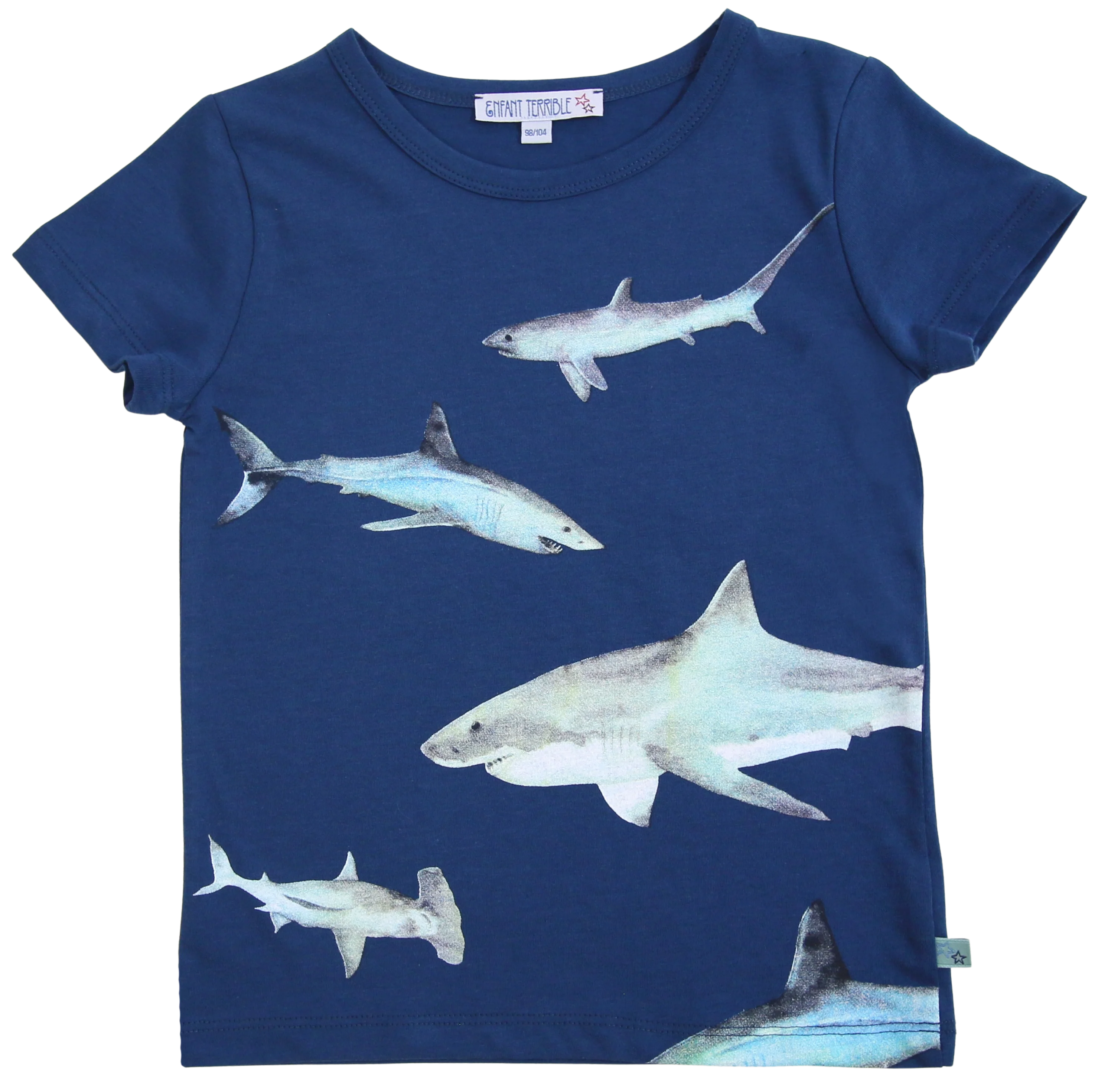 T-Shirt mit Haifische in dunkelblau Enfant Terrible