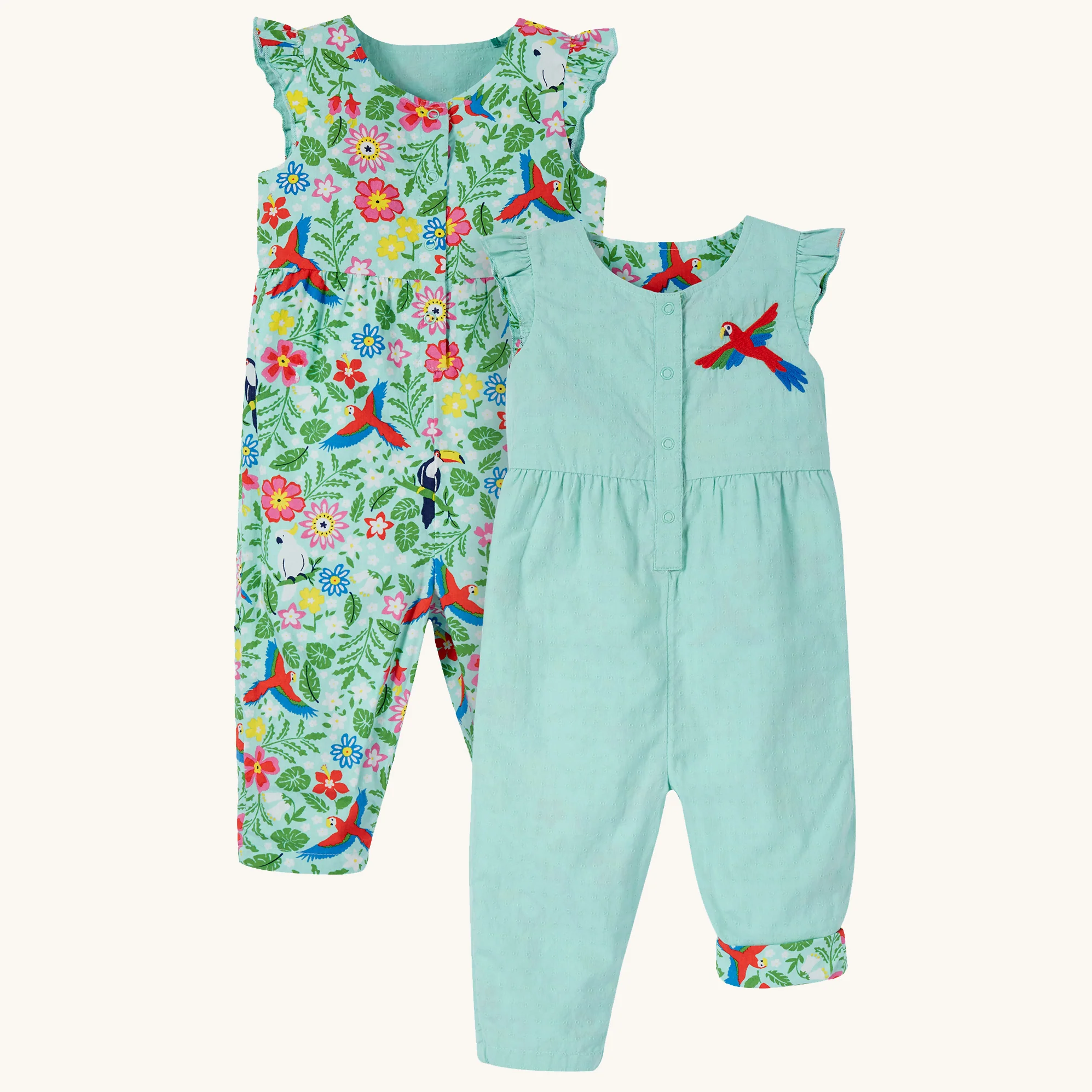 Wende-Latzhose Papagei von Frugi